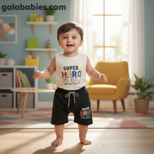 Super Hero Printed Maggie T-shirt & Pant Set