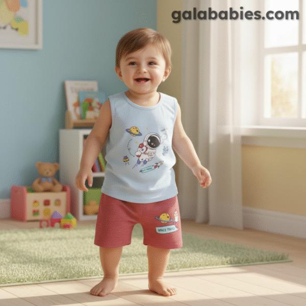 Space Travel Printed Maggie T-shirt & Pant Set