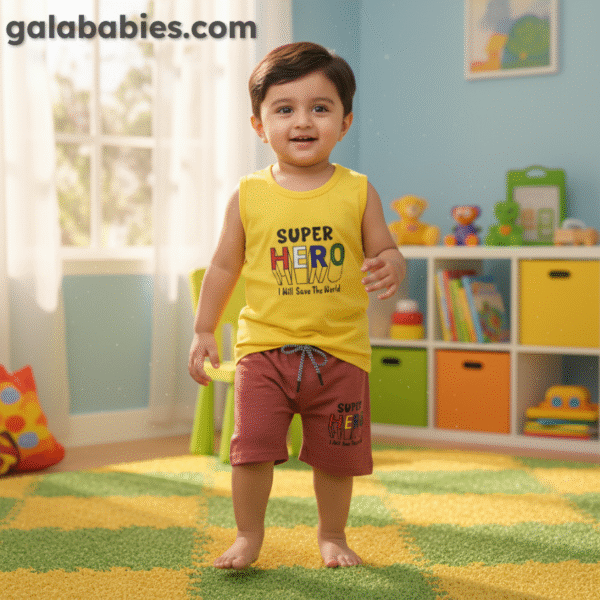 Super Hero Printed Maggie T-shirt & Pant Set