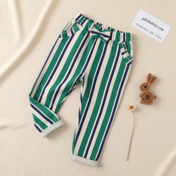 Girls Striped Pants – Green Breeze Edition