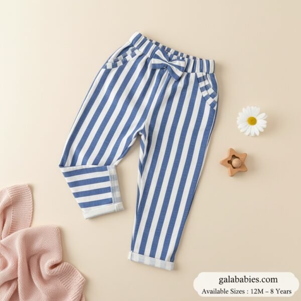 Girls Striped Pants – sky blue Edition