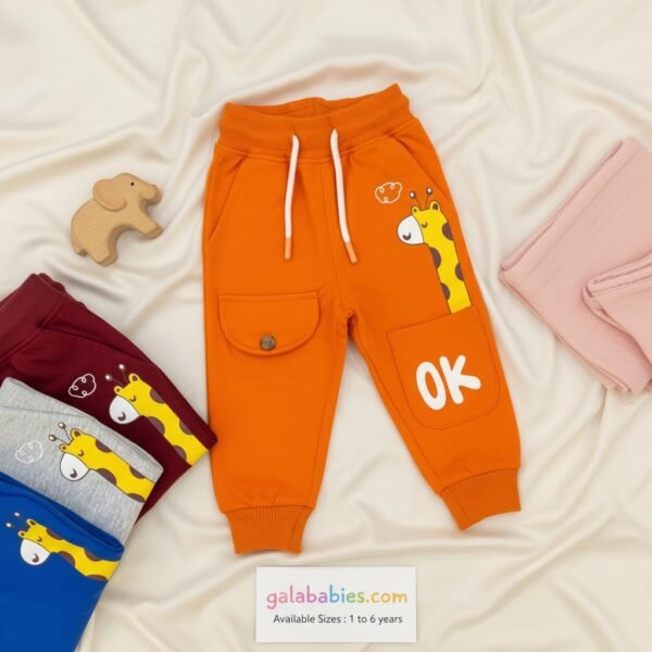 Giraffe Winter Joggers – Bright Orange Edition
