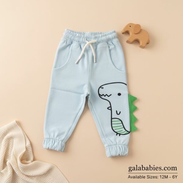 Baby Dino Winter Joggers – Cool Sky Blue Edition